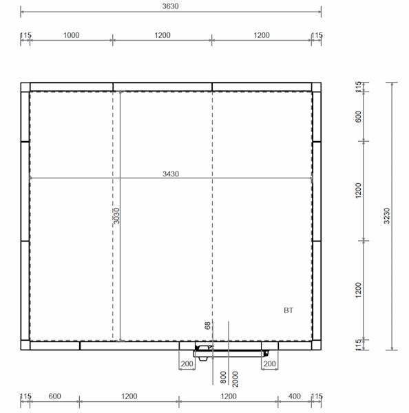 Komora MTH 100 mm 340x300x240 cm -1x drzwi 80x200