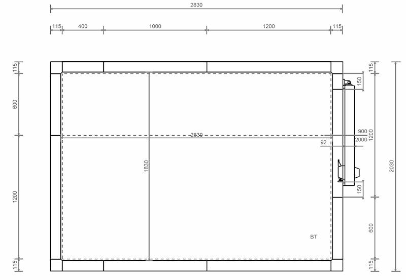 Komora MTH 100 mm 260x180x220 cm -1x drzwi 90x200