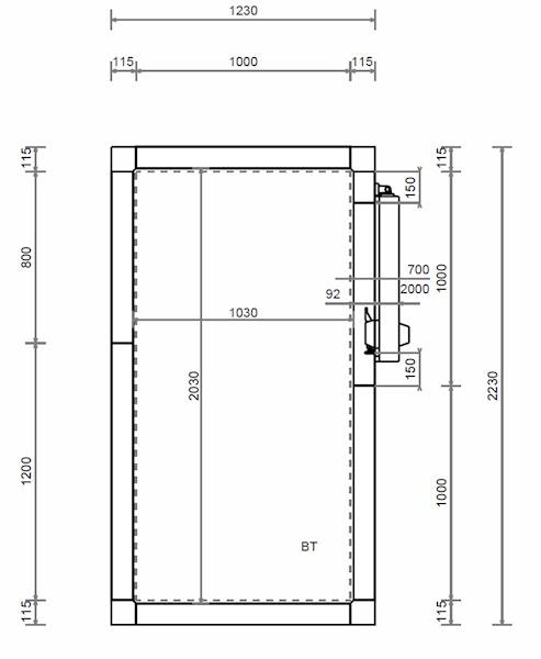Komora MTH 100 mm 200x100x240 cm -1x drzwi 70x200 