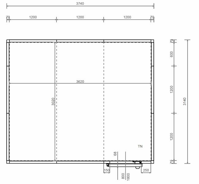 Komora MTH  60 mm 360x300x220 cm -1x drzwi 80x180 