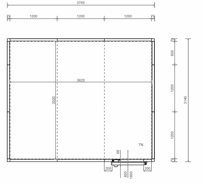 Komora MTH  60 mm 360x300x220 cm -1x drzwi 80x180 