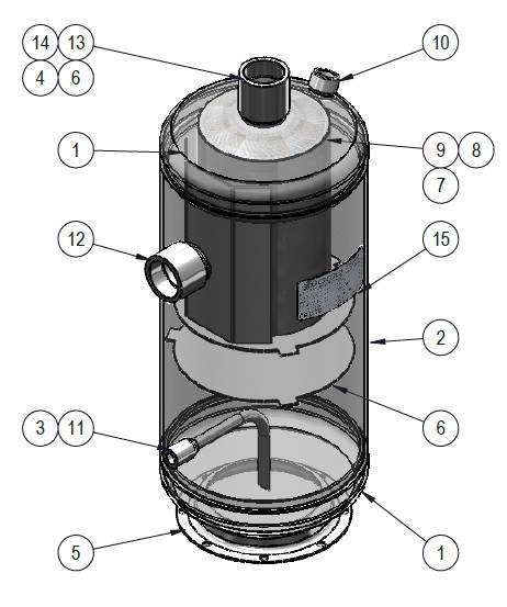Odolejacz OCS typ RTX-16-45-42, 42 mm, 16 l, 45 b