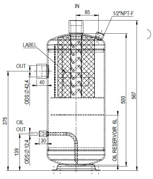 Odolejacz OCS typ RTX-16-45-42, 42 mm, 16 l, 45 b