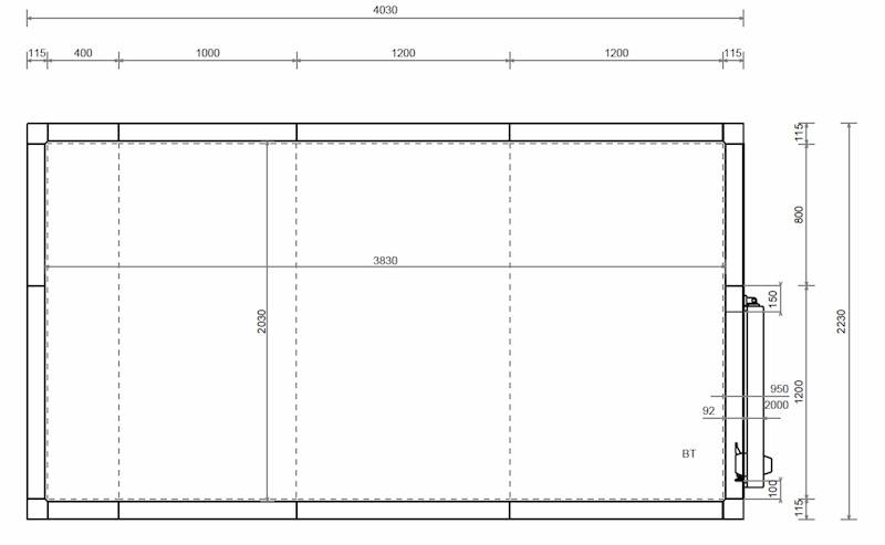 Komora MTH 100 mm 990x700x280 cm -1x drzwi 95x200 