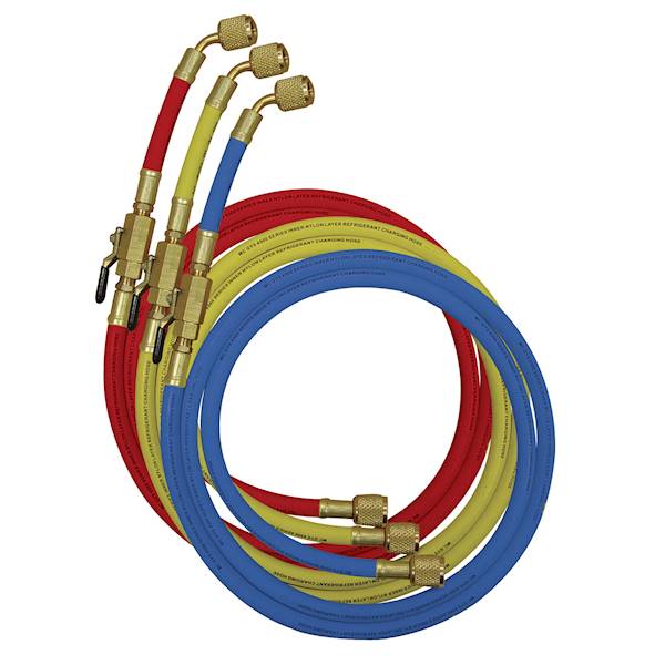 Wąż serwisowy żółty 1 x 1/4" ; 180 cm ; z zaworem