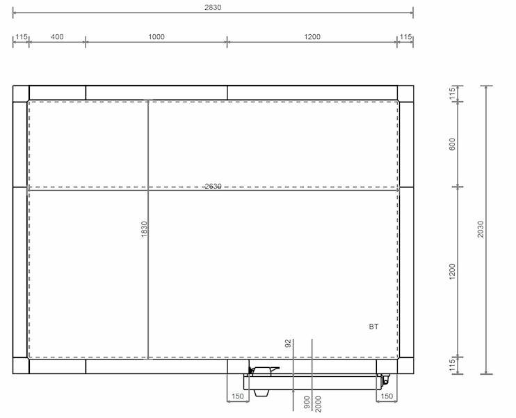 Komora MTH 100 mm 300x260x220 cm -1x drzwi 90x200