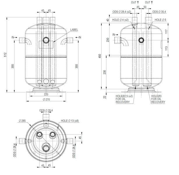 Separator ciekłego czynnika SL4-S12-2x28+1x35