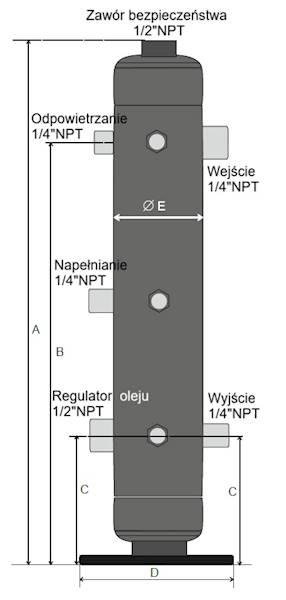 Pionowy zbiornik oleju DORH-1/4“-10