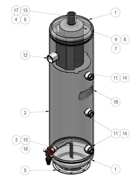 Odolejacz OCS typ RTX-28-45-35, 35 mm, 28 l, 45 b