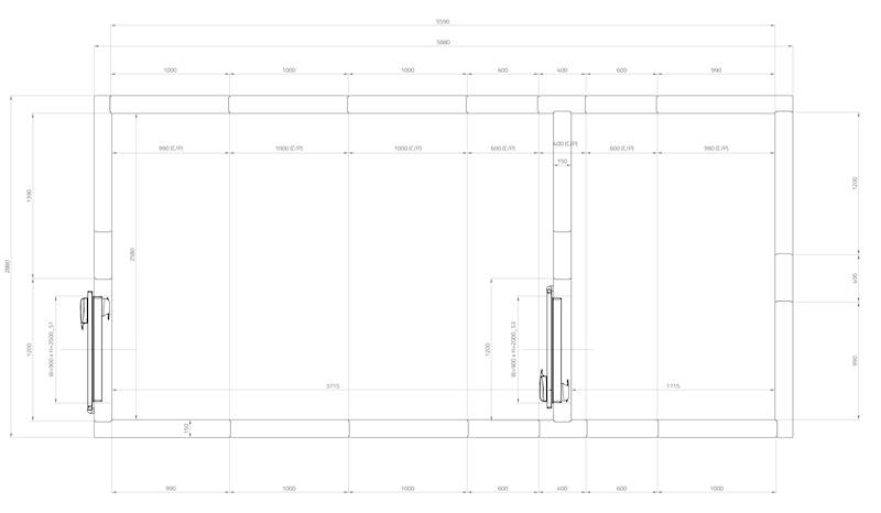 Komora MTH 150 mm D560x260x240 cm -2x drzwi 90x200
