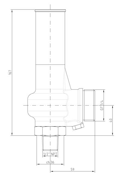 Zawór bezpieczeństwa E10/LS150-1/2"N-P nast. 107 b