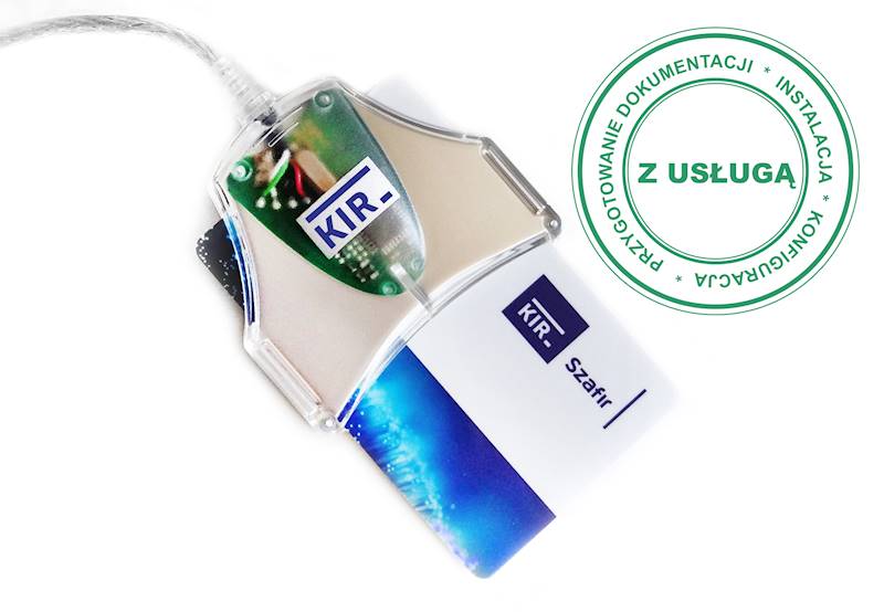 Podpis Elektroniczny KIR Szafir • 1 rok • Czytnik z kablem • Duża karta (do czytnika z kablem) • Tak