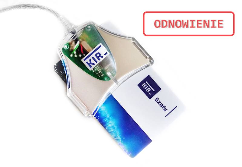 Odnowienie Podpisu Elektronicznego KIR Szafir • 1 rok • Duża karta (do czytnika z kablem) • Nie
