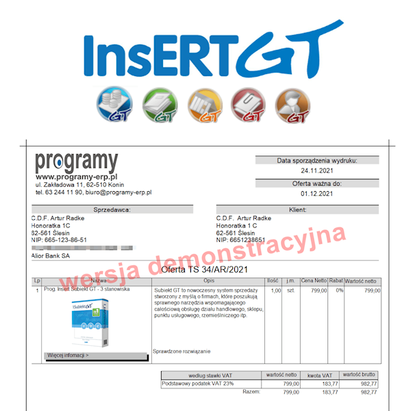 Dedykowany wzorzec wydruku dla InsERT GT
