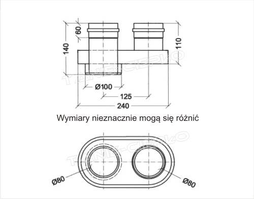 DE DIETRICH rozdzielacz kominowy kotła gazowego 80/125 na 2x80 CX95 odprowadzenie spalin