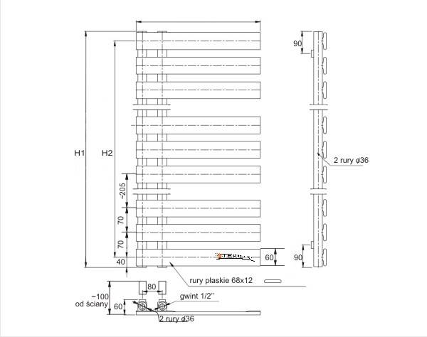 IDM SNEL 500x900 BIAŁY Grzejnik dekoracyjny
