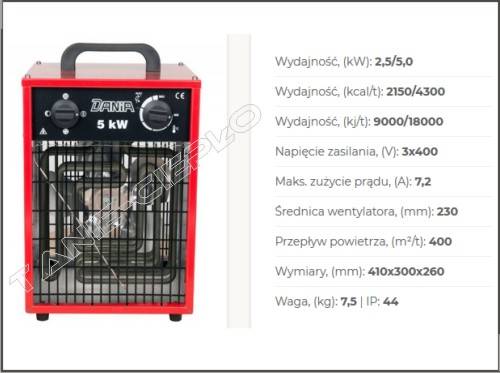 Nagrzewnica elektryczna TERM-DAN  5,0 kW 