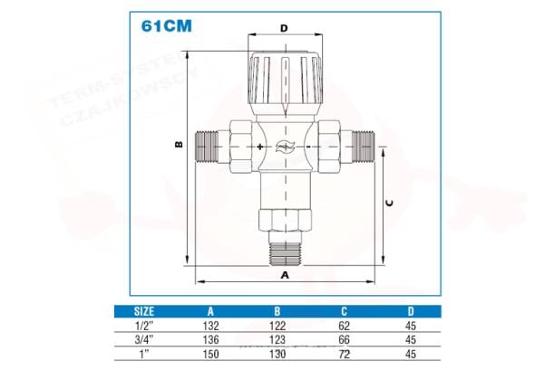 WAT 10023553 Zawór AQUAMIX 61CM 1"  32-50st