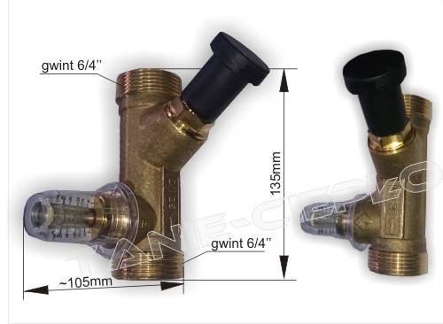 10010154 6/4" DN40 Zawór równoważący z przepływomierzem rotametr Watts 10-80 l/min