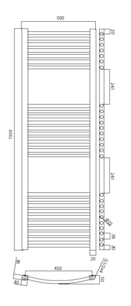 IDM Grzejnik łaz 500x1500 TWR Chrom
