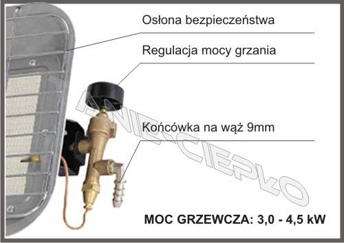 BRA PG-009D Promiennik gaz 3-4,5 kW STOJAK