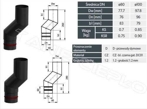 DAR KS080/S60-CZ1,2P Kolano S60-80 PELET