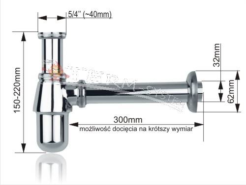 HDRL S.BUT.M Syfon umywal. METAL1 1/4" butelkowy