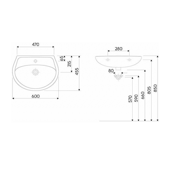KOŁO Umywalka IDOL 60x45 B/O