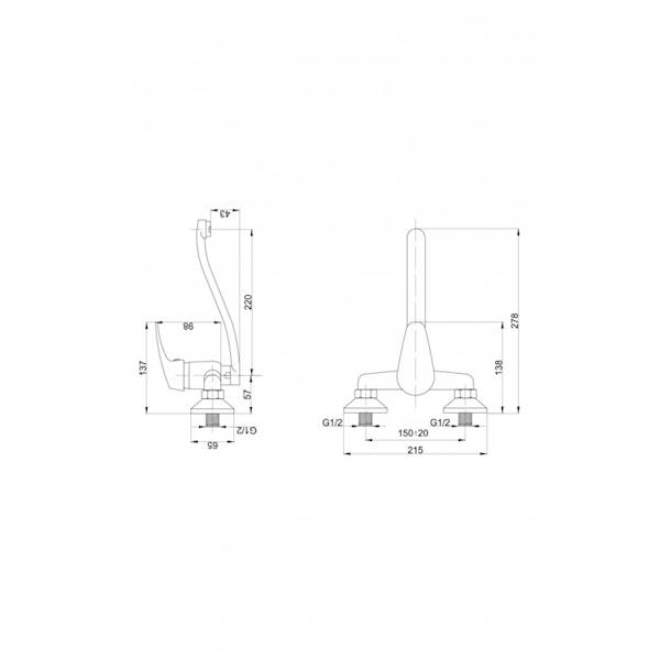 HDRL NANO Bateria zlew ścienna B634