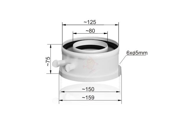 RIC 3.012092 Adapter spalinowy redukcja kotła gazowego Junkers Bosch Buderus 80/125