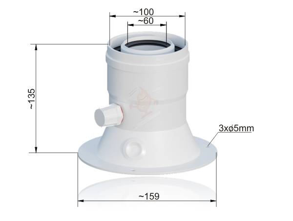 RIC 3.012091CES Adapter spalinowy redukcja kotła gazowego Junkers Bosch Buderus 60
