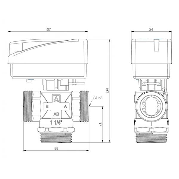 AFR Zawór 3DR przełączeniowy DN25 D5/4" KVS13