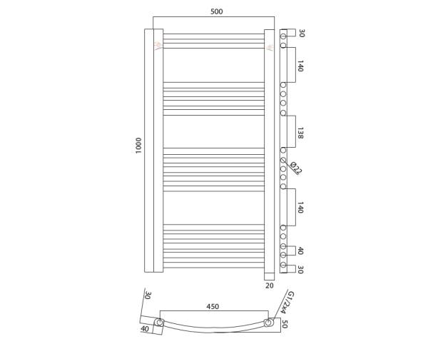 IDM Grzejnik łaz 500x1000 TWR Chrom