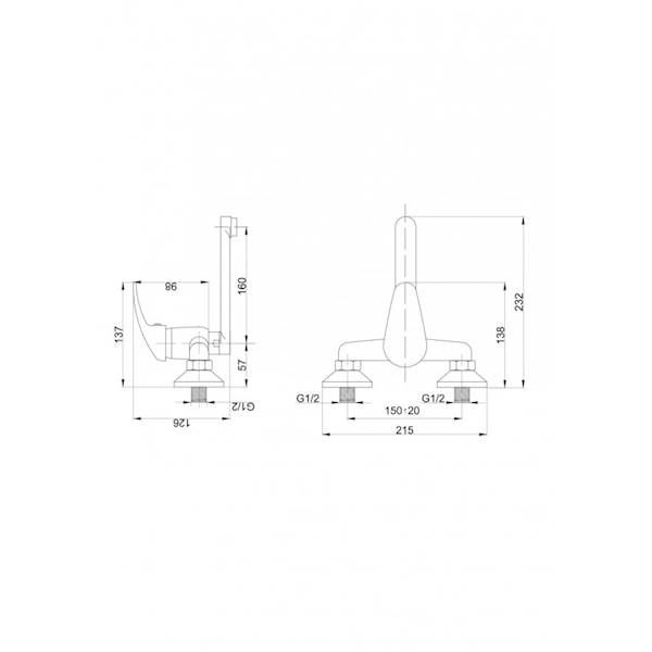 HDRL ATUT B392 Bateria umywalk. ścienna