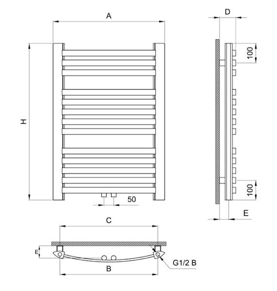 DIA Grzejnik łaz GR3V dolny V 570x1400 CZARNY