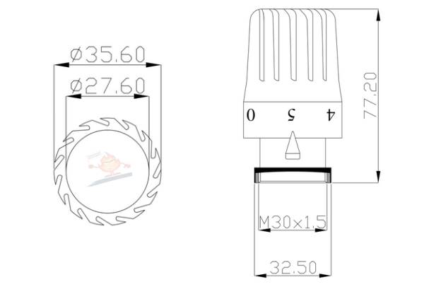INV CD-74-015 Głowica termostatyczna M30x1,5 MINI