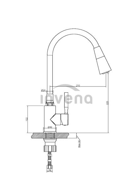 INV BZ-80-L04-L Bateria z elastyczną wyl 2F CZARNA
