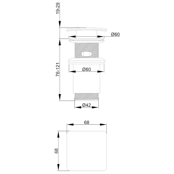 INV SC-B1-140-L Korek KLIK-KLAK kwadratowy CHROM
