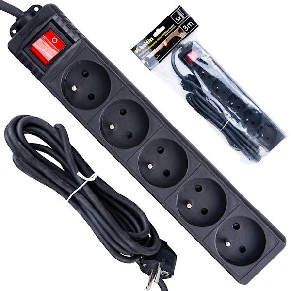 GEK K00246B-C Przedłużacz 5 gniazd 3mb CZARNY