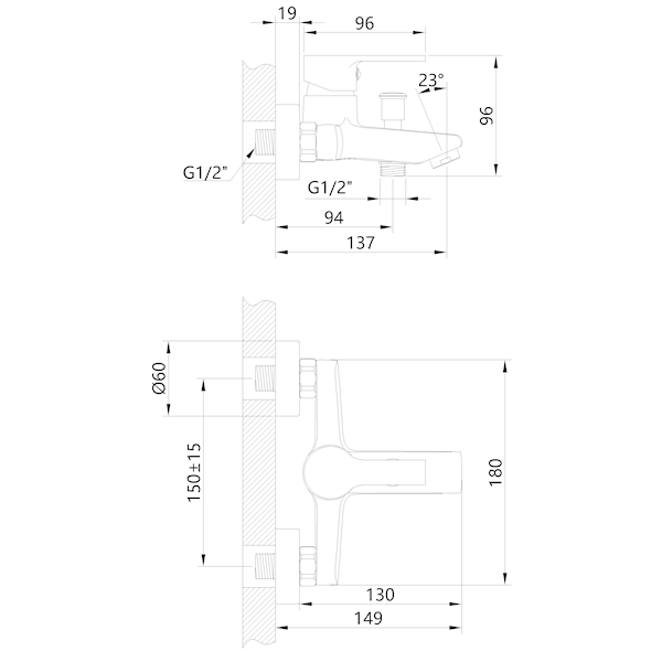 INV BW-07-001-A Bateria wannowa BRALOS Chrom
