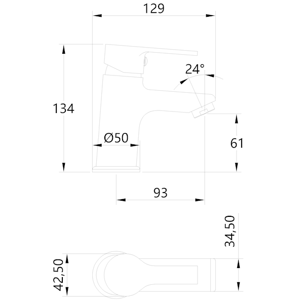 INV BU-07-001-A Bateria umywalk BRALOS niska chrom