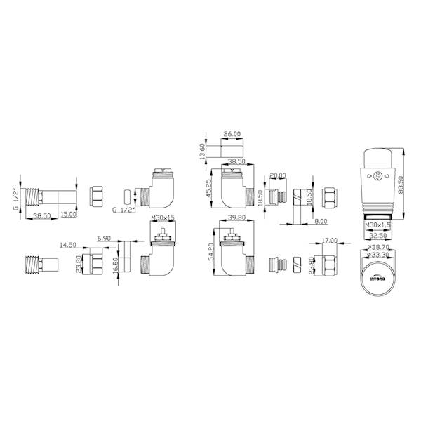 INV CD-25-C15-S Zestaw termostatyczny osiowy CZAR