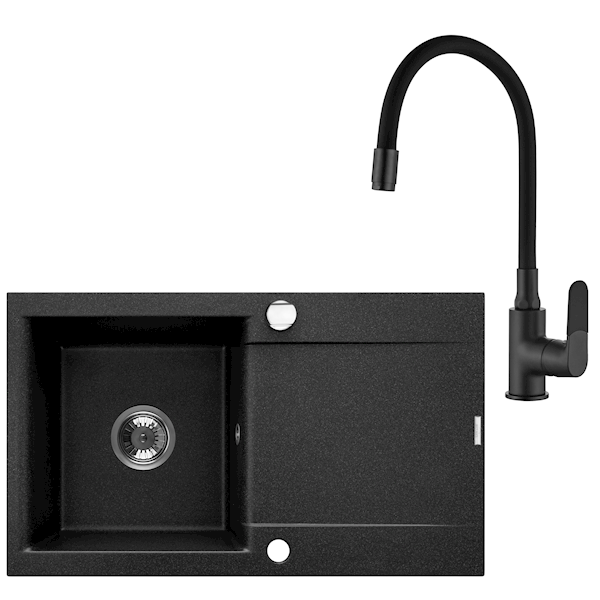 INV AZ-01-043-SET Zlewoz granit 1k TESALIA czarny