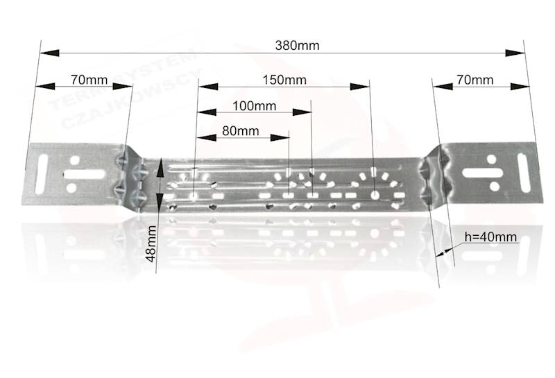 Listwa do montażu armatury łamana rozstaw 150/100/80/50mm pod baterię