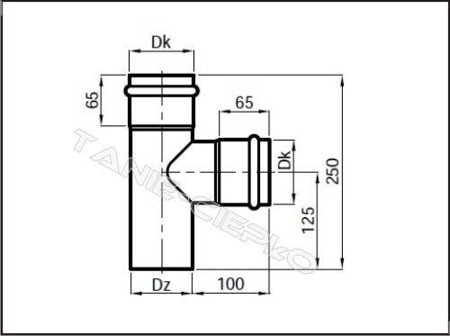 DAR TR080/45-CZ1,2P Trójnik PELET 80x45st