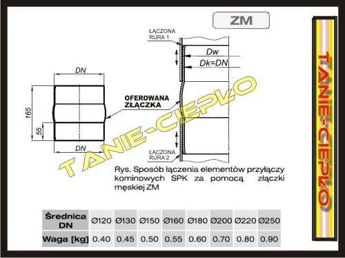 DAR ZM080-CZ1,2 Łącznik męski 80mm