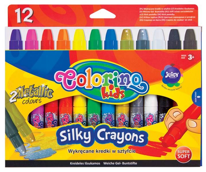 Kredki świecowe 12-kol. żelowe wykręcane Colorino,