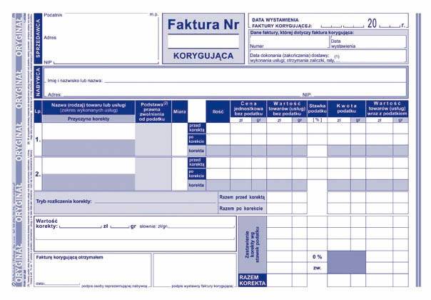 FAKTURA KORYGUJĄCA A5 107-3E