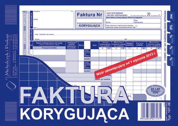 FAKTURA KORYGUJĄCA A5 107-3E