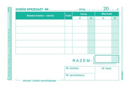 DOWÓD SPRZEDAŻY A7 260-9